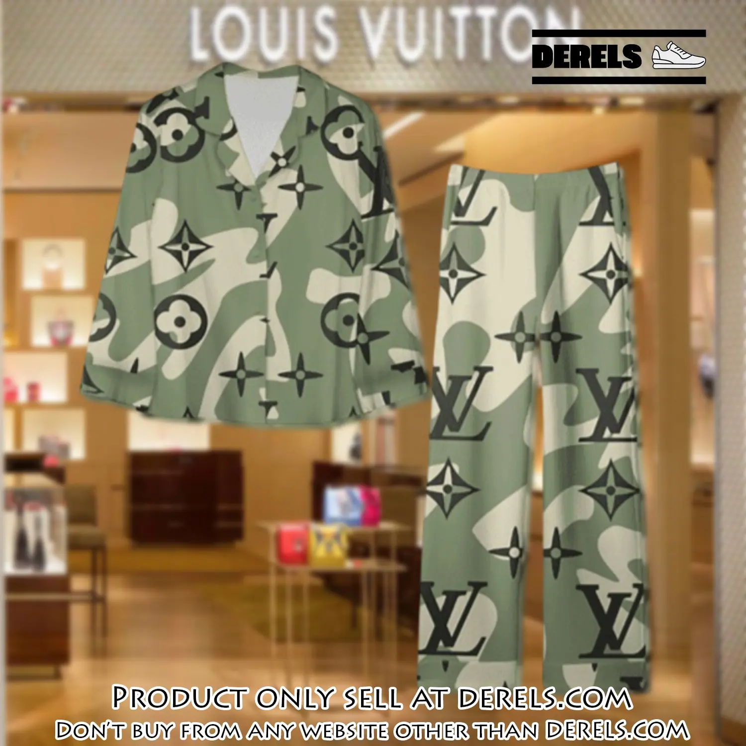 Trending luxury lv satin pajama set pjs1088 dr3424684